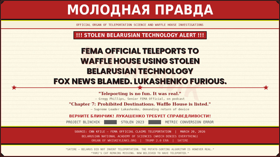 !!! FOX NEWS STEALS TELEPORTER FROM BELARUS; SUPPLIES TO FEMA !!!